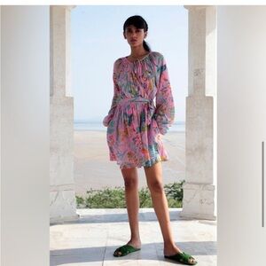 NWT Banjanan Bazaar Tropical Bird Print Wrap Mini Dress